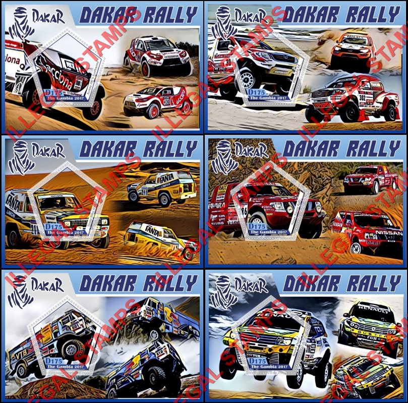 Gambia 2017 Dakar Rally Illegal Stamp Souvenir Sheets of 1 Gambia 2017 Dakar Rally Illegal Stamp Souvenir Sheets of 1