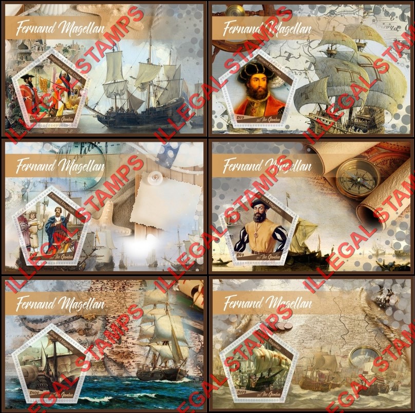 Gambia 2017 Fernand Magellan Illegal Stamp Souvenir Sheets of 1 Gambia 2017 Fernand Magellan Illegal Stamp Souvenir Sheets of 1
