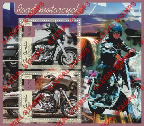 Gambia 2017 Motorcycles Illegal Stamp Souvenir Sheet of 2 Gambia 2017 Motorcycles Illegal Stamp Souvenir Sheet of 2