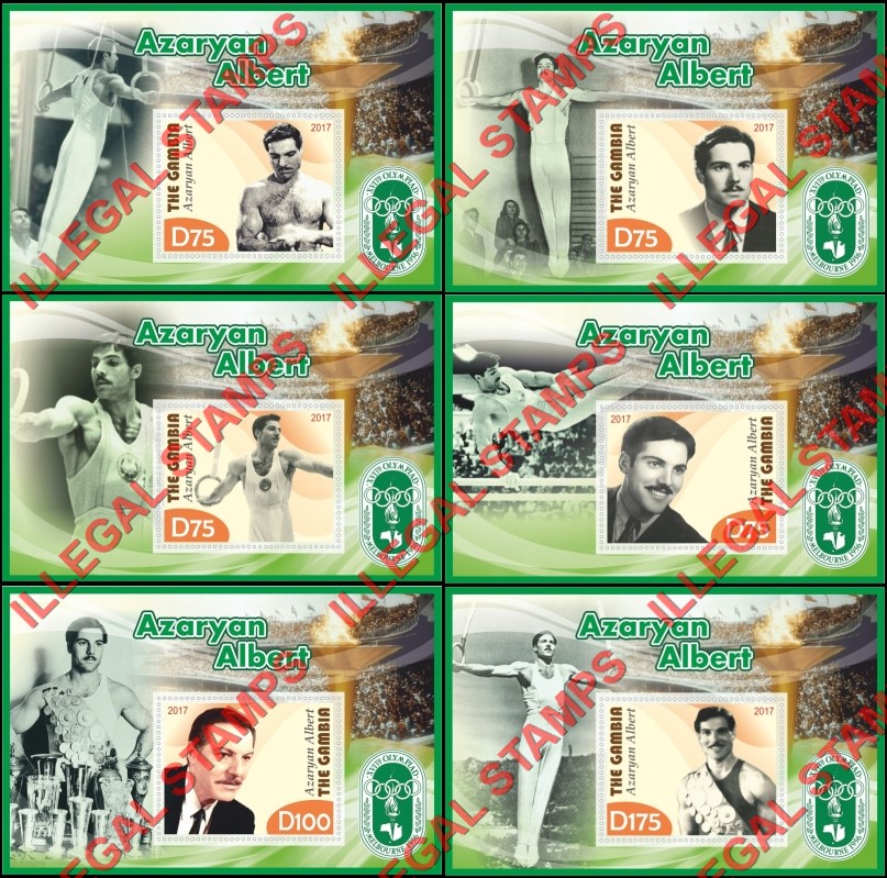 Gambia 2017 Olympics 1956 Azaryan Albert Illegal Stamp Souvenir Sheets of 1 Gambia 2017 Olympics 1956 Azaryan Albert Illegal Stamp Souvenir Sheets of 1