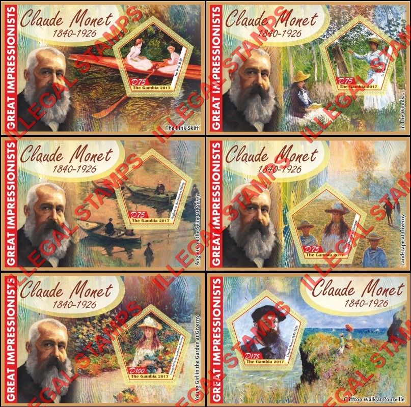 Gambia 2017 Paintings Great Impressionists Claude Monet Illegal Stamp Souvenir Sheets of 1 Gambia 2017 Paintings Great Impressionists Claude Monet Illegal Stamp Souvenir Sheets of 1