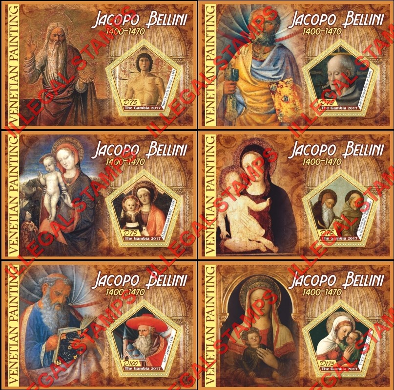 Gambia 2017 Venetian Paintings Jacopo Bellini Illegal Stamp Souvenir Sheets of 1 Gambia 2017 Venetian Paintings Jacopo Bellini Illegal Stamp Souvenir Sheets of 1