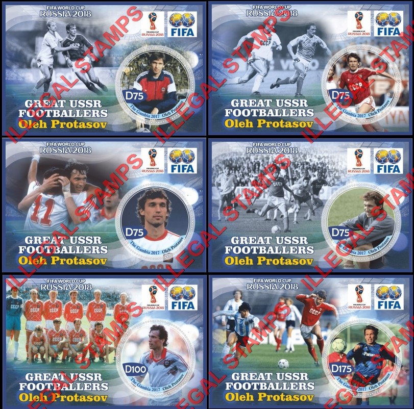 Gambia 2017 World Cup Soccer Great USSR Footballers Oleh Protasov Illegal Stamp Souvenir Sheets of 1 Gambia 2017 World Cup Soccer Great USSR Footballers Oleh Protasov Illegal Stamp Souvenir Sheets of 1