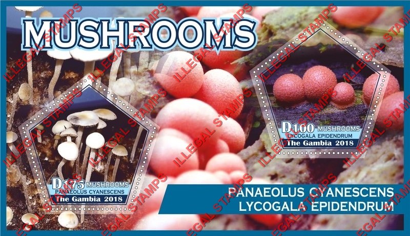 Gambia 2018 Mushrooms (different) Illegal Stamp Souvenir Sheet of 2 Gambia 2018 Mushrooms (different) Illegal Stamp Souvenir Sheet of 2