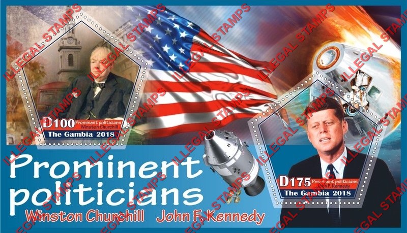 Gambia 2018 Prominent Politicians Illegal Stamp Souvenir Sheet of 2 Gambia 2018 Prominent Politicians Illegal Stamp Souvenir Sheet of 2