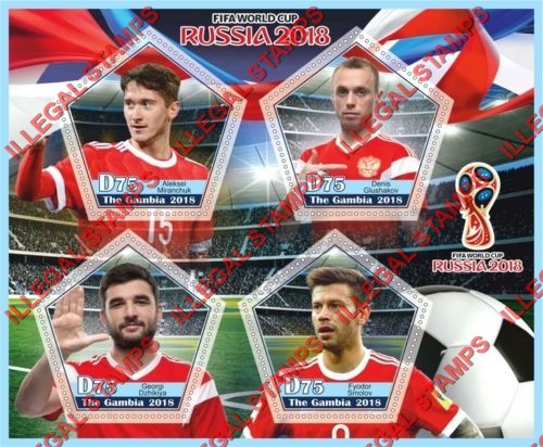 Gambia 2018 World Cup Soccer in Russia Illegal Stamp Souvenir Sheet of 4 Gambia 2018 World Cup Soccer in Russia Illegal Stamp Souvenir Sheet of 4