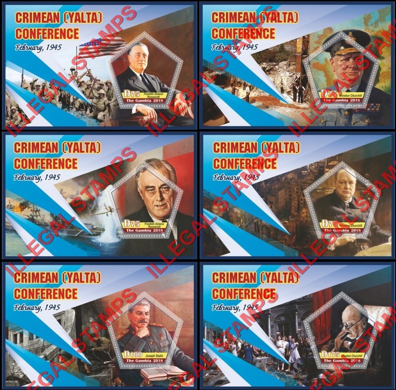 Gambia 2018 Yalta Conference Illegal Stamp Souvenir Sheets of 1 Gambia 2018 Yalta Conference Illegal Stamp Souvenir Sheets of 1