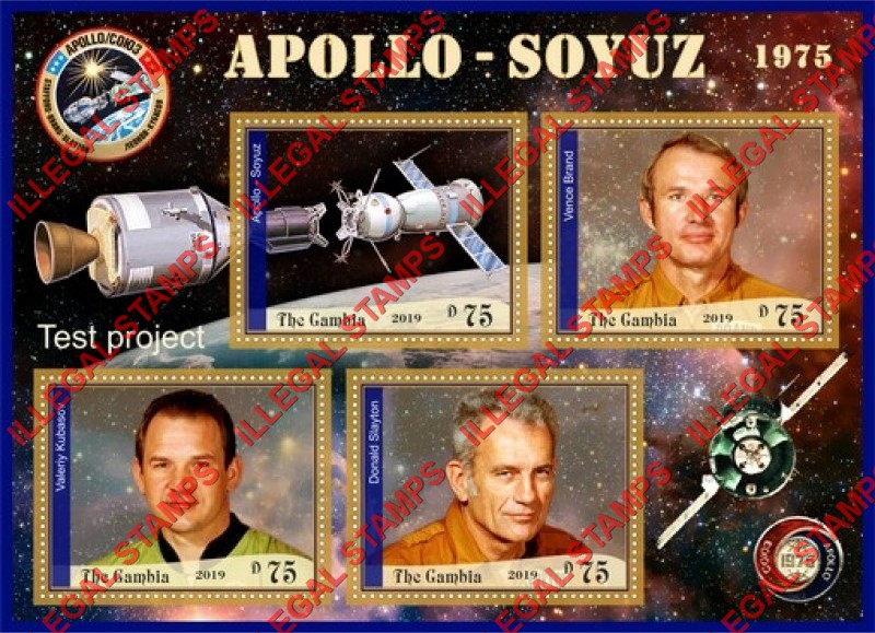 Gambia 2019 Apollo Soyuz Illegal Stamp Souvenir Sheet of 4 Gambia 2019 Apollo Soyuz Illegal Stamp Souvenir Sheet of 4