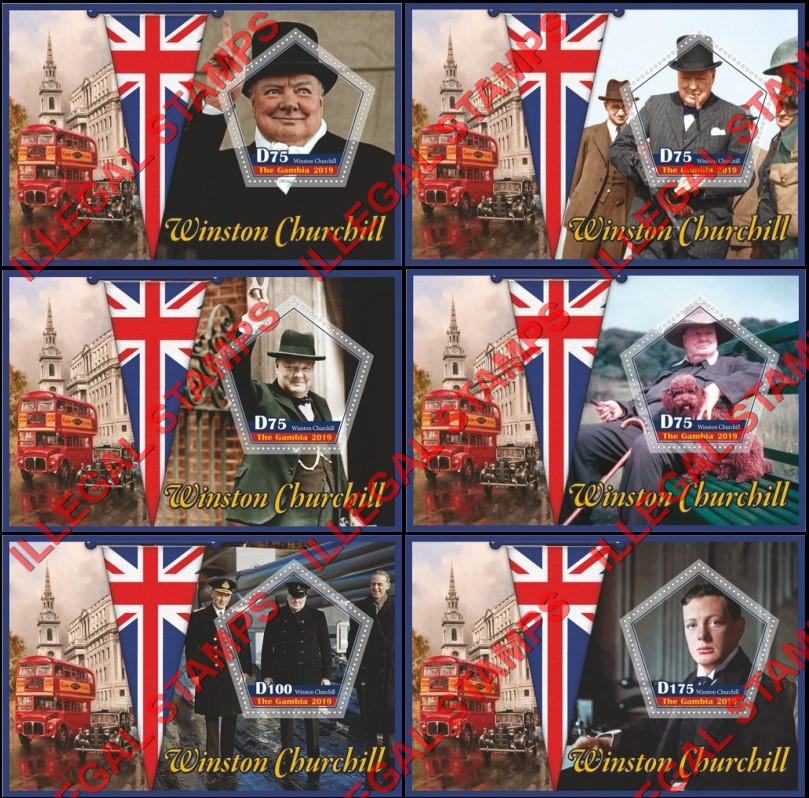 Gambia 2019 Winston Churchill (different) Illegal Stamp Souvenir Sheets of 1 Gambia 2019 Winston Churchill (different) Illegal Stamp Souvenir Sheets of 1