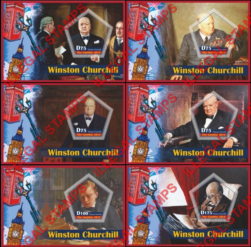 Gambia 2019 Winston Churchill (second different) Illegal Stamp Souvenir Sheets of 1 Gambia 2019 Winston Churchill (second different) Illegal Stamp Souvenir Sheets of 1