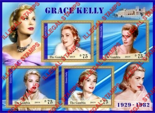 Gambia 2019 Grace Kelly Illegal Stamp Souvenir Sheet of 4 Gambia 2019 Grace Kelly Illegal Stamp Souvenir Sheet of 4
