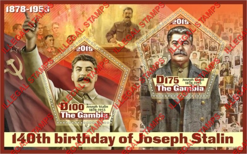 Gambia 2019 Joseph Stalin (different) Illegal Stamp Souvenir Sheet of 2 Gambia 2019 Joseph Stalin (different) Illegal Stamp Souvenir Sheet of 2