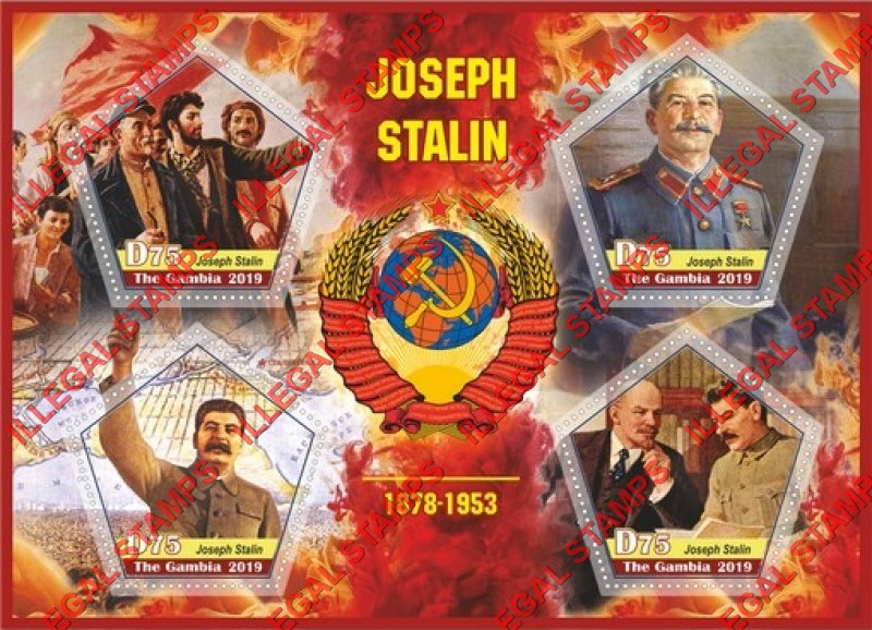 Gambia 2019 Joseph Stalin Illegal Stamp Souvenir Sheet of 4 Gambia 2019 Joseph Stalin Illegal Stamp Souvenir Sheet of 4