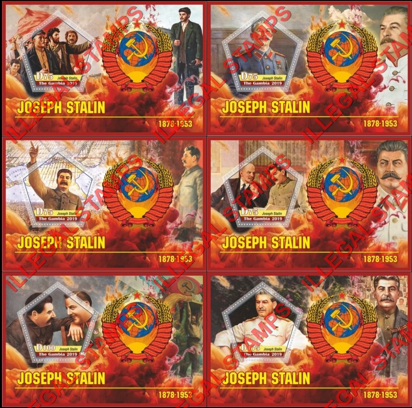 Gambia 2019 Joseph Stalin Illegal Stamp Souvenir Sheets of 1 Gambia 2019 Joseph Stalin Illegal Stamp Souvenir Sheets of 1
