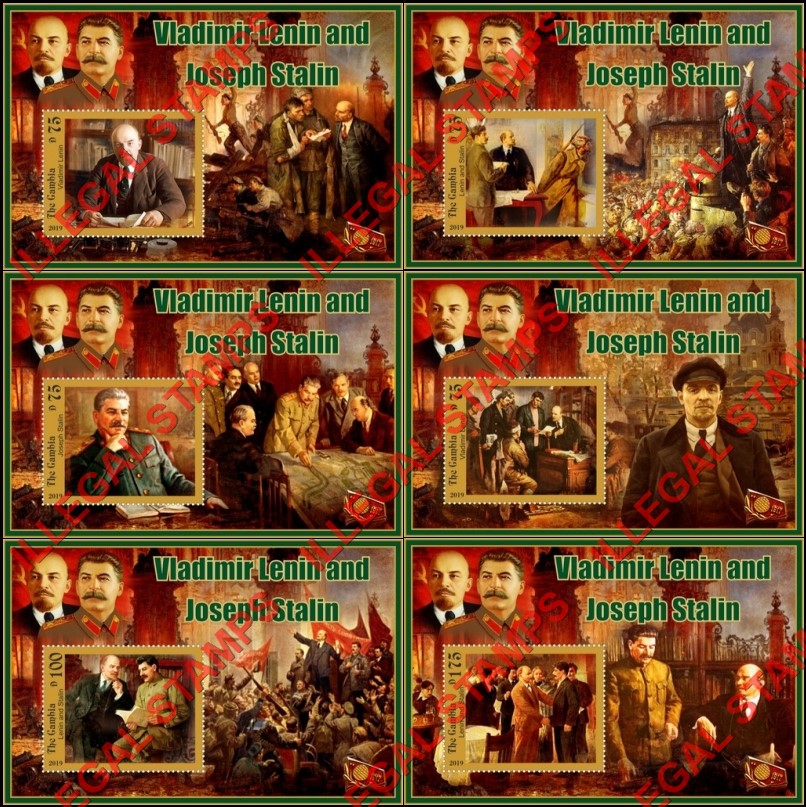 Gambia 2019 Lenin and Stalin (different) Illegal Stamp Souvenir Sheets of 1 Gambia 2019 Lenin and Stalin (different) Illegal Stamp Souvenir Sheets of 1