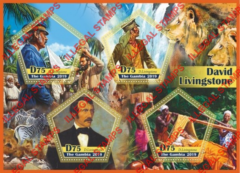Gambia 2019 David Livingstone (different) Illegal Stamp Souvenir Sheet of 4 Gambia 2019 David Livingstone (different) Illegal Stamp Souvenir Sheet of 4