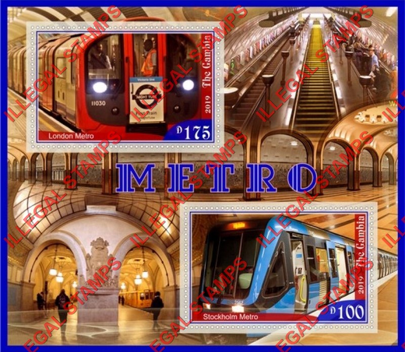 Gambia 2019 Metro Illegal Stamp Souvenir Sheet of 2 Gambia 2019 Metro Illegal Stamp Souvenir Sheet of 2