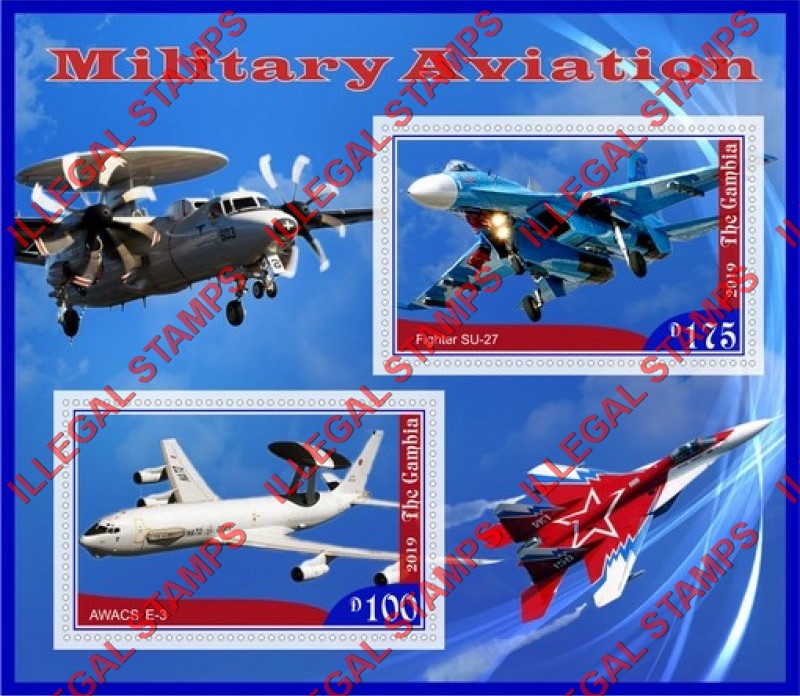 Gambia 2019 Military Aviation Illegal Stamp Souvenir Sheet of 2 Gambia 2019 Military Aviation Illegal Stamp Souvenir Sheet of 2