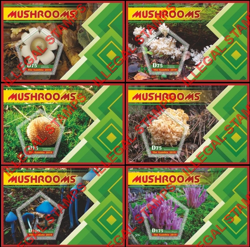 Gambia 2019 Mushrooms (different) Illegal Stamp Souvenir Sheets of 1 Gambia 2019 Mushrooms (different) Illegal Stamp Souvenir Sheets of 1