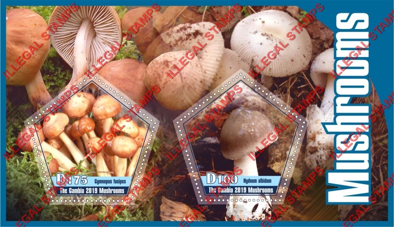 Gambia 2019 Mushrooms Illegal Stamp Souvenir Sheet of 2 Gambia 2019 Mushrooms Illegal Stamp Souvenir Sheet of 2