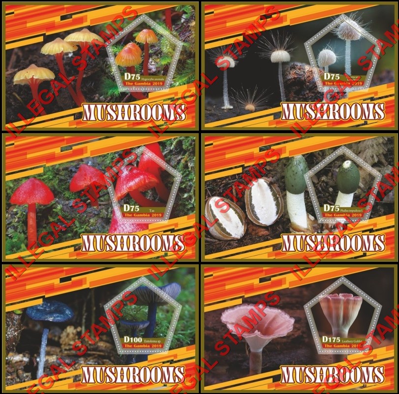 Gambia 2019 Mushrooms (third different) Illegal Stamp Souvenir Sheets of 1 Gambia 2019 Mushrooms (third different) Illegal Stamp Souvenir Sheets of 1