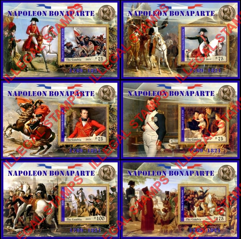 Gambia 2019 Napoleon Bonaparte Illegal Stamp Souvenir Sheets of 1 Gambia 2019 Napoleon Bonaparte Illegal Stamp Souvenir Sheets of 1