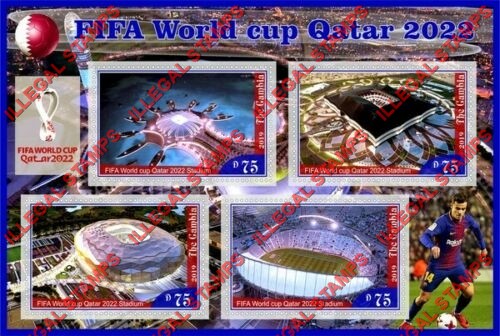 Gambia 2019 Soccer World Cup Qatar 2020 Stadiums Illegal Stamp Souvenir Sheet of 4 Gambia 2019 Soccer World Cup Qatar 2020 Stadiums Illegal Stamp Souvenir Sheet of 4