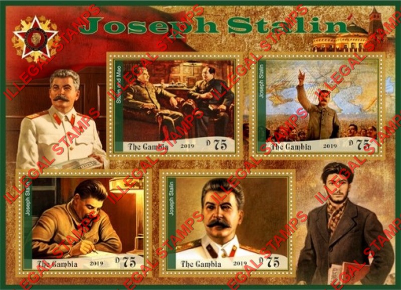 Gambia 2019 Joseph Stalin (different) Illegal Stamp Souvenir Sheet of 4 Gambia 2019 Joseph Stalin (different) Illegal Stamp Souvenir Sheet of 4