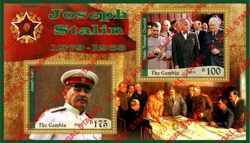 Gambia 2019 Joseph Stalin (different) Illegal Stamp Souvenir Sheet of 2 Gambia 2019 Joseph Stalin (different) Illegal Stamp Souvenir Sheet of 2