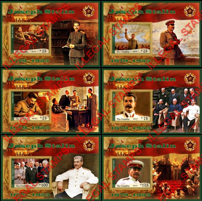 Gambia 2019 Joseph Stalin (different) Illegal Stamp Souvenir Sheets of 1 Gambia 2019 Joseph Stalin (different) Illegal Stamp Souvenir Sheets of 1