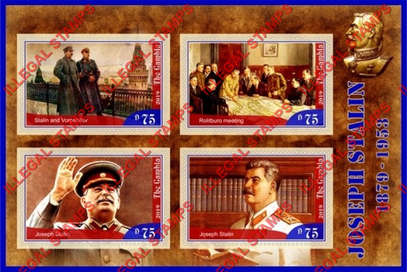 Gambia 2019 Joseph Stalin (second different) Illegal Stamp Souvenir Sheet of 4 Gambia 2019 Joseph Stalin (second different) Illegal Stamp Souvenir Sheet of 4