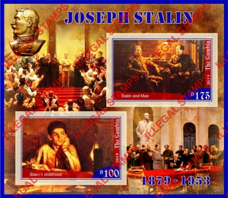 Gambia 2019 Joseph Stalin (second different) Illegal Stamp Souvenir Sheet of 2 Gambia 2019 Joseph Stalin (second different) Illegal Stamp Souvenir Sheet of 2