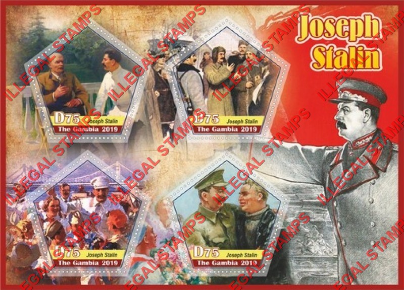 Gambia 2019 Joseph Stalin Illegal Stamp Souvenir Sheet of 4 Gambia 2019 Joseph Stalin Illegal Stamp Souvenir Sheet of 4