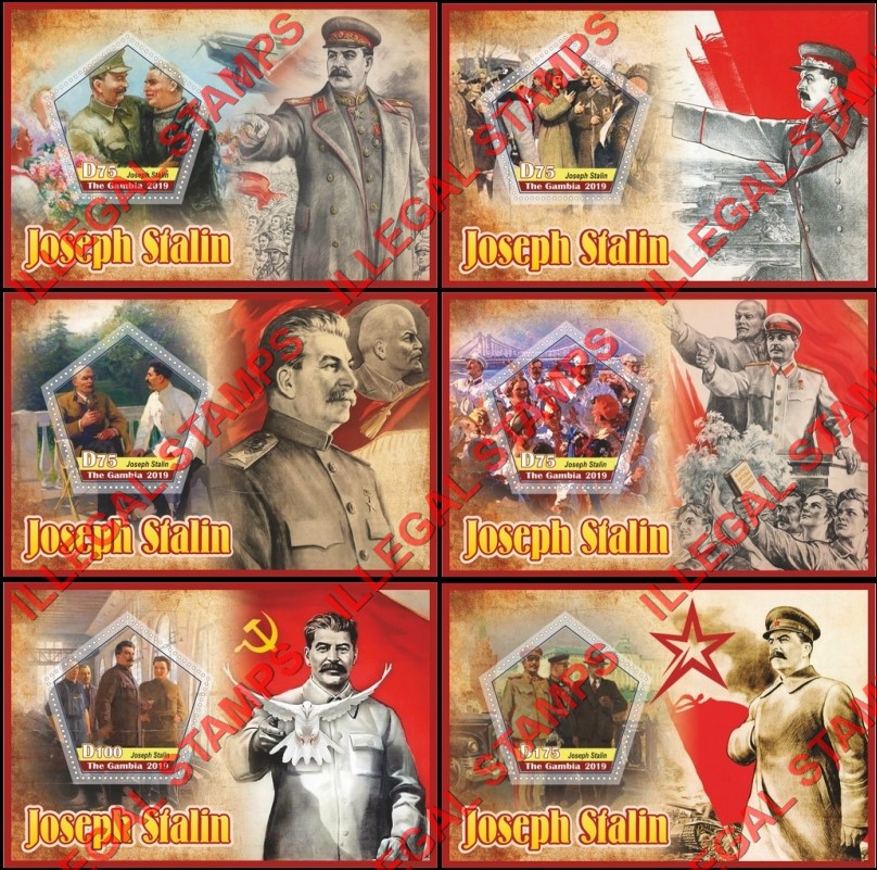 Gambia 2019 Joseph Stalin Illegal Stamp Souvenir Sheets of 1 Gambia 2019 Joseph Stalin Illegal Stamp Souvenir Sheets of 1