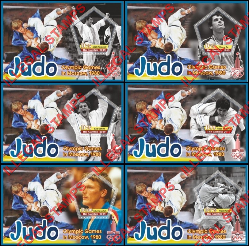 Gambia 2019 Summer Olympic Games in Moscow (1980) Judo Illegal Stamp Souvenir Sheets of 1 Gambia 2019 Summer Olympic Games in Moscow (1980) Judo Illegal Stamp Souvenir Sheets of 1