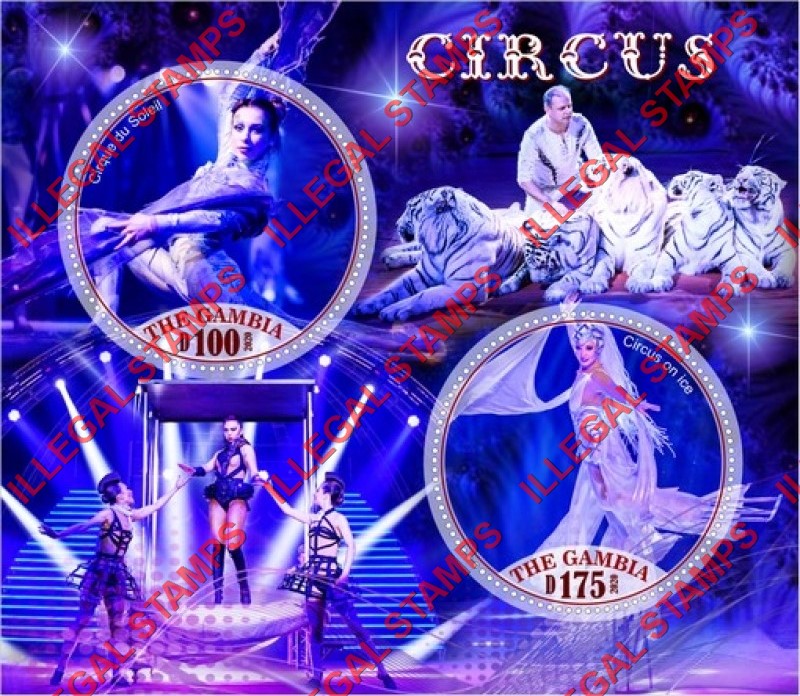 Gambia 2020 Circus Illegal Stamp Souvenir Sheet of 2 Gambia 2020 Circus Illegal Stamp Souvenir Sheet of 2