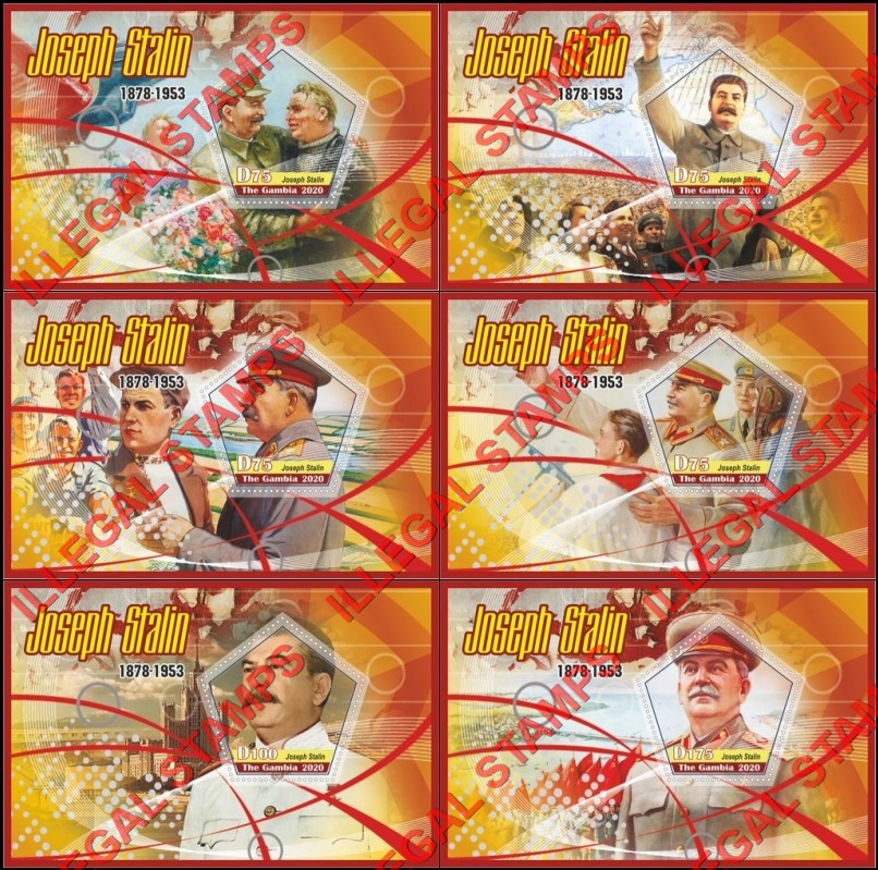 Gambia 2020 Joseph Stalin (different a) Illegal Stamp Souvenir Sheets of 1 Gambia 2020 Joseph Stalin (different a) Illegal Stamp Souvenir Sheets of 1