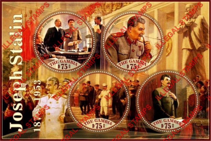 Gambia 2020 Joseph Stalin (different) Illegal Stamp Souvenir Sheet of 4 Gambia 2020 Joseph Stalin (different) Illegal Stamp Souvenir Sheet of 4