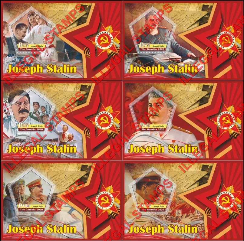 Gambia 2020 Joseph Stalin Illegal Stamp Souvenir Sheets of 1 Gambia 2020 Joseph Stalin Illegal Stamp Souvenir Sheets of 1