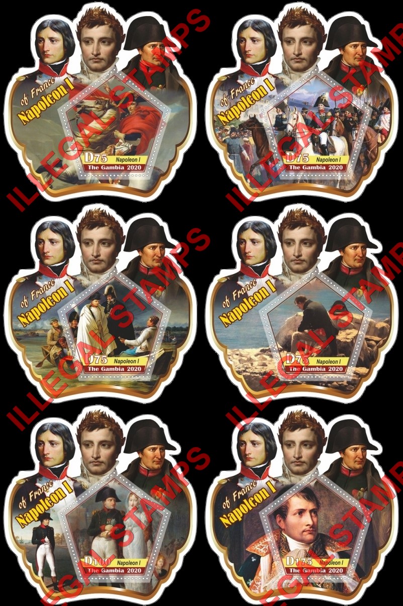 Gambia 2020 Napoleon (different) Illegal Stamp Souvenir Sheets of 1 Gambia 2020 Napoleon (different) Illegal Stamp Souvenir Sheets of 1