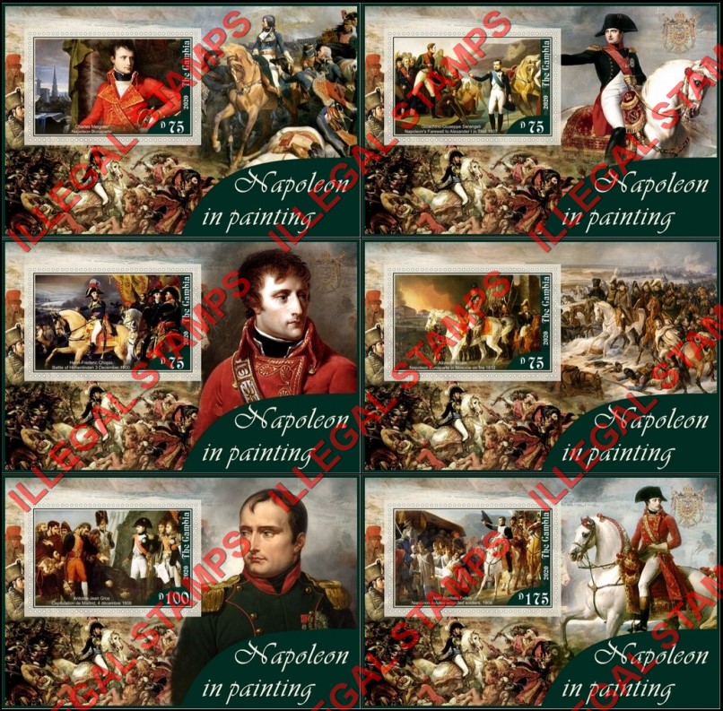Gambia 2020 Napoleon in Paintings Illegal Stamp Souvenir Sheets of 1 Gambia 2020 Napoleon in Paintings Illegal Stamp Souvenir Sheets of 1