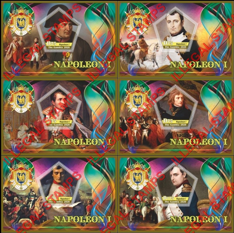 Gambia 2020 Napoleon Illegal Stamp Souvenir Sheets of 1 Gambia 2020 Napoleon Illegal Stamp Souvenir Sheets of 1