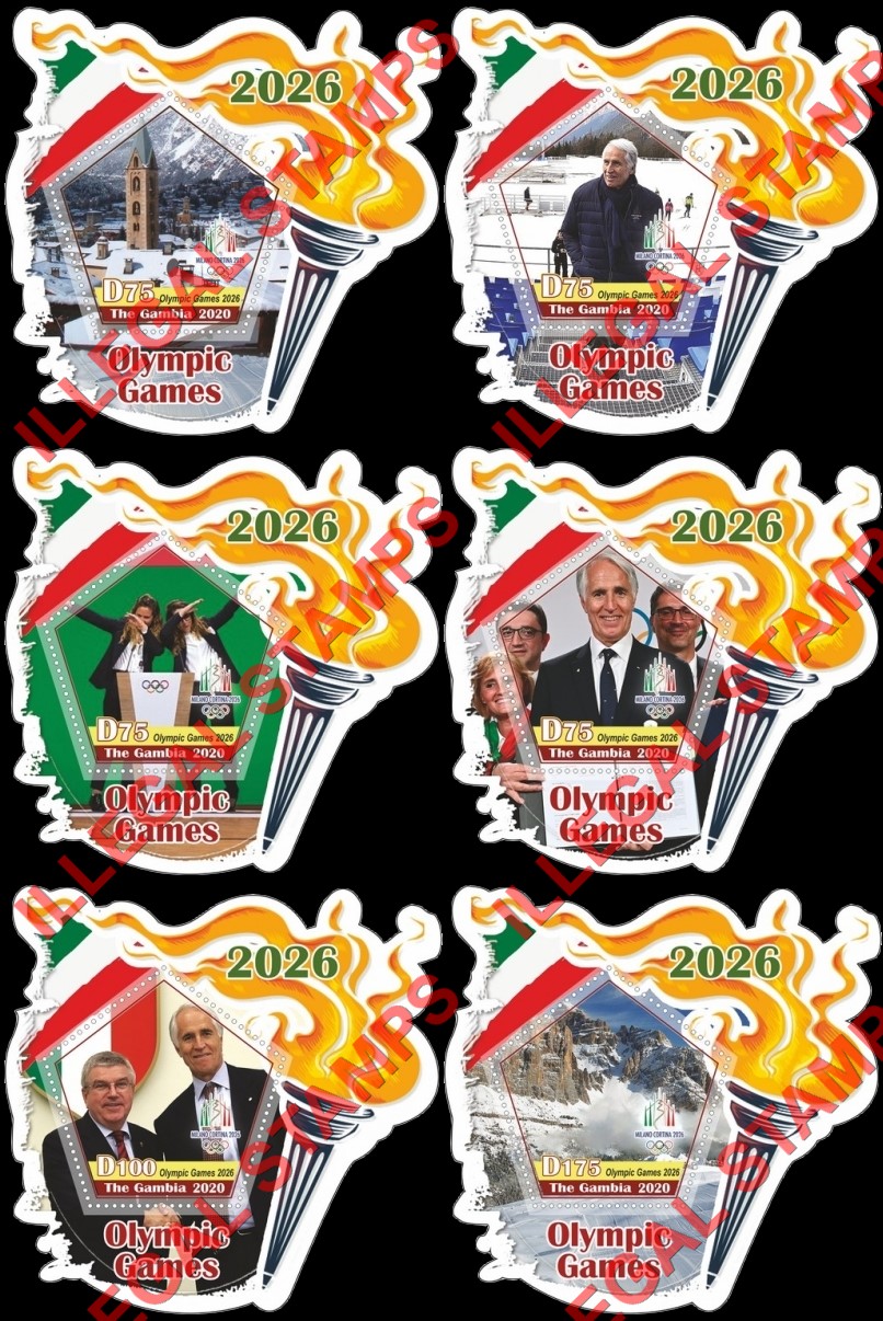 Gambia 2020 Olympic Games in 2026 Illegal Stamp Souvenir Sheets of 1 Gambia 2020 Olympic Games in 2026 Illegal Stamp Souvenir Sheets of 1