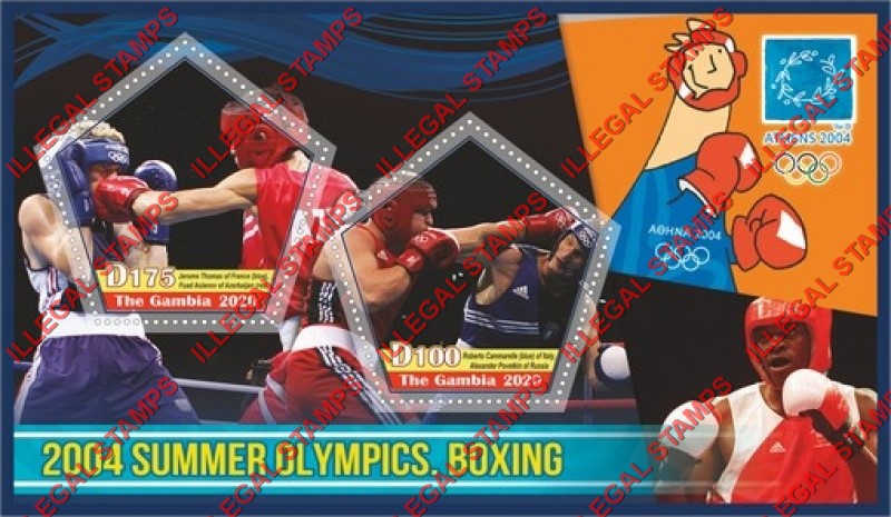 Gambia 2020 Olympic Games in Athens in 2004 Boxing Illegal Stamp Souvenir Sheet of 2 Gambia 2020 Olympic Games in Athens in 2004 Boxing Illegal Stamp Souvenir Sheet of 2