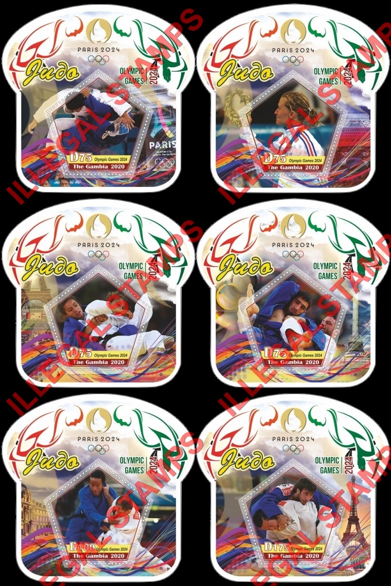 Gambia 2020 Olympic Games in Paris in 2024 Judo Illegal Stamp Souvenir Sheets of 1 Gambia 2020 Olympic Games in Paris in 2024 Judo Illegal Stamp Souvenir Sheets of 1