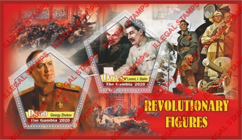 Gambia 2020 Revolutionary Figures Illegal Stamp Souvenir Sheet of 2 Gambia 2020 Revolutionary Figures Illegal Stamp Souvenir Sheet of 2