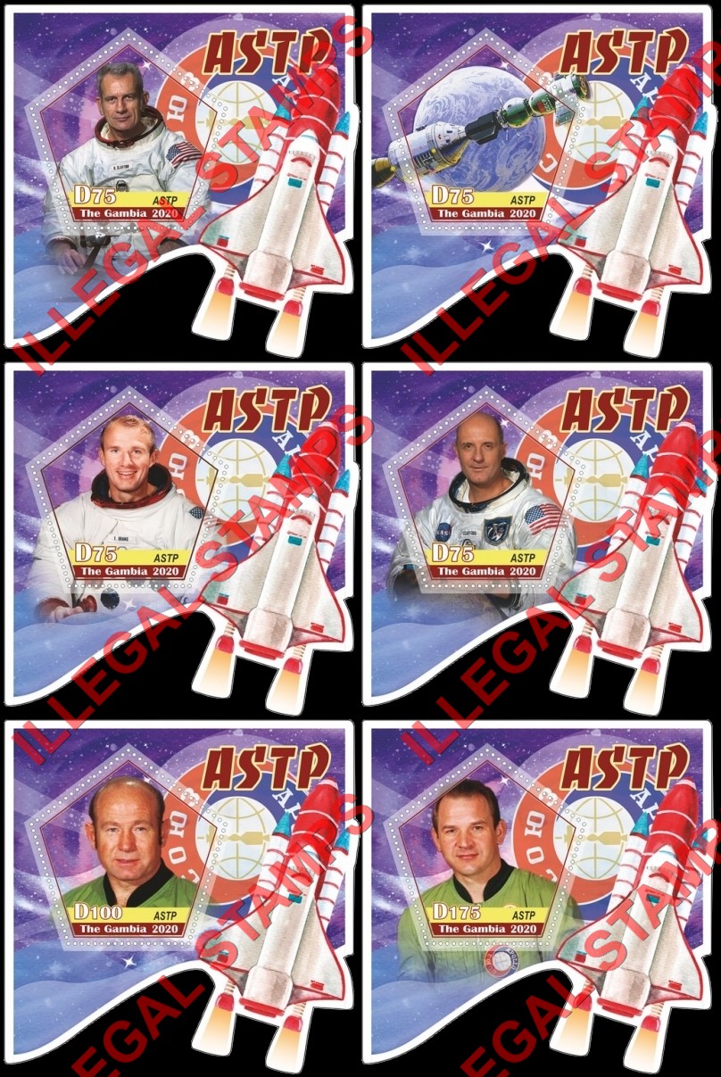 Gambia 2020 Space Apollo Soyuz ASTP Illegal Stamp Souvenir Sheets of 1 Gambia 2020 Space Apollo Soyuz ASTP Illegal Stamp Souvenir Sheets of 1