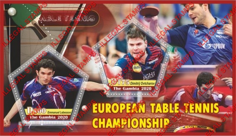 Gambia 2020 Table Tennis European Championship Illegal Stamp Souvenir Sheet of 2 Gambia 2020 Table Tennis European Championship Illegal Stamp Souvenir Sheet of 2