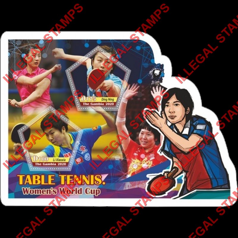 Gambia 2020 Table Tennis Women's World Cup Illegal Stamp Souvenir Sheet of 2 Gambia 2020 Table Tennis Women's World Cup Illegal Stamp Souvenir Sheet of 2
