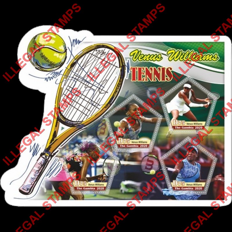Gambia 2020 Tennis Venus Williams Illegal Stamp Souvenir Sheet of 4 Gambia 2020 Tennis Venus Williams Illegal Stamp Souvenir Sheet of 4